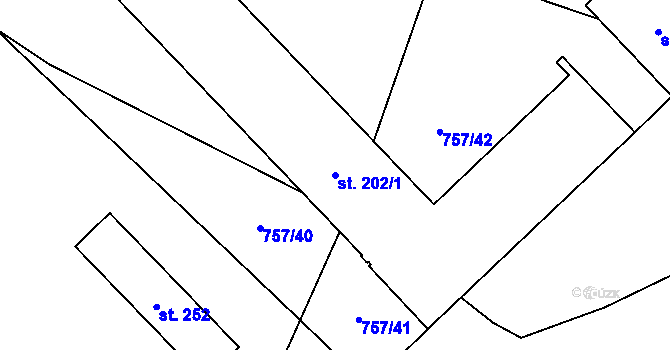 Parcela st. 202/1 v KÚ Vitice, Katastrální mapa