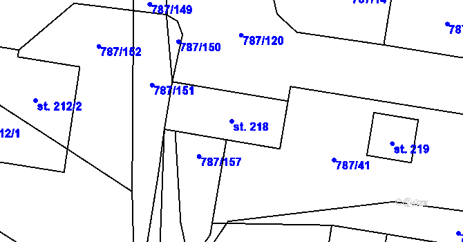 Parcela st. 218 v KÚ Vitice, Katastrální mapa