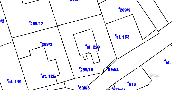 Parcela st. 228 v KÚ Vitice, Katastrální mapa