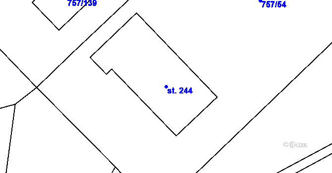 Parcela st. 244 v KÚ Vitice, Katastrální mapa