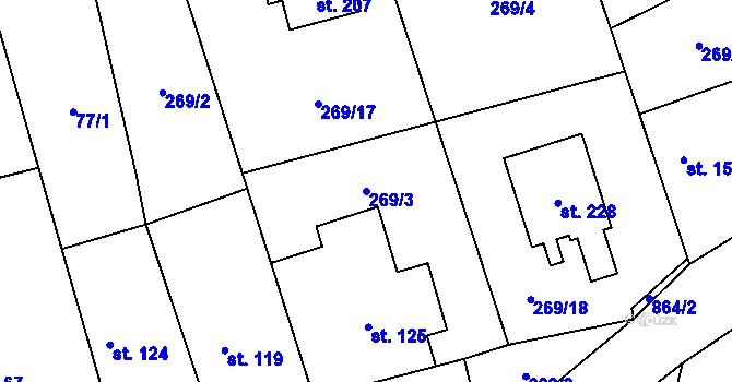 Parcela st. 269/3 v KÚ Vitice, Katastrální mapa