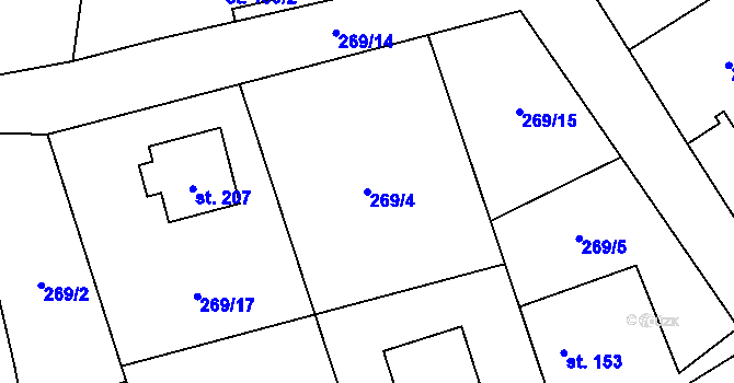 Parcela st. 269/4 v KÚ Vitice, Katastrální mapa