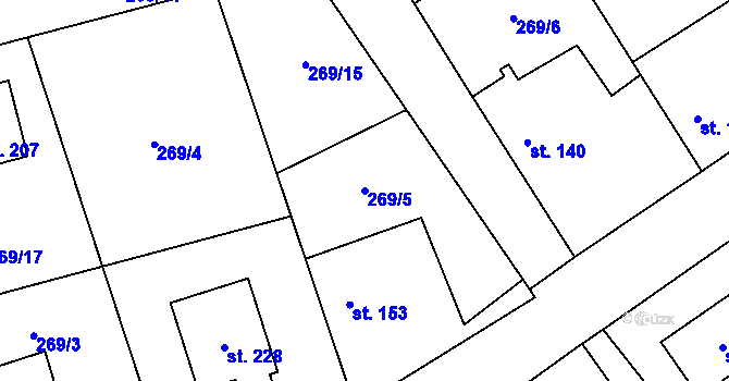 Parcela st. 269/5 v KÚ Vitice, Katastrální mapa