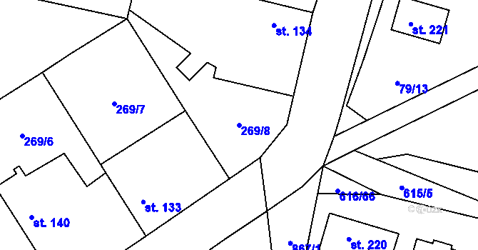 Parcela st. 269/8 v KÚ Vitice, Katastrální mapa