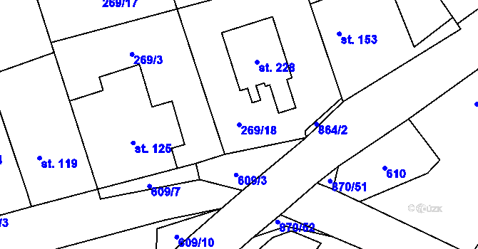 Parcela st. 269/18 v KÚ Vitice, Katastrální mapa