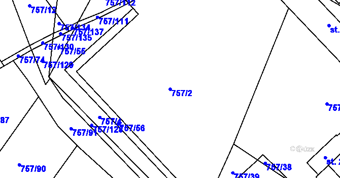 Parcela st. 757/2 v KÚ Vitice, Katastrální mapa