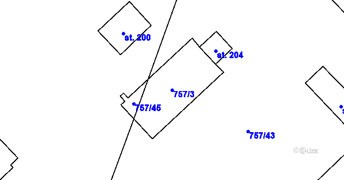 Parcela st. 757/3 v KÚ Vitice, Katastrální mapa