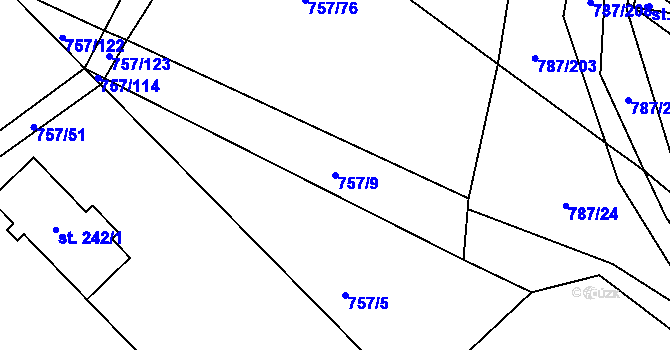 Parcela st. 757/9 v KÚ Vitice, Katastrální mapa