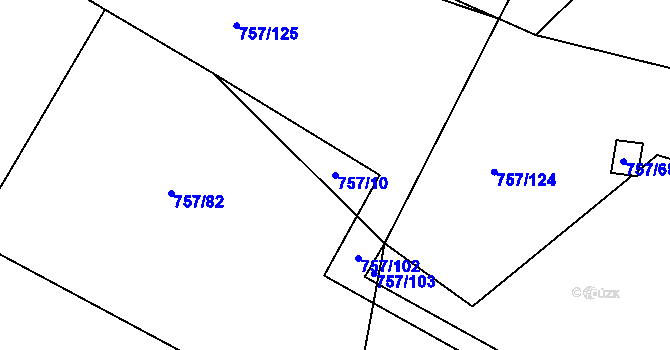 Parcela st. 757/10 v KÚ Vitice, Katastrální mapa