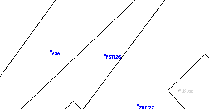 Parcela st. 757/26 v KÚ Vitice, Katastrální mapa