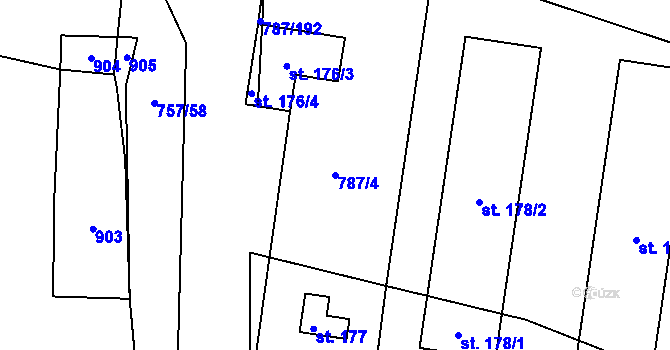 Parcela st. 787/4 v KÚ Vitice, Katastrální mapa