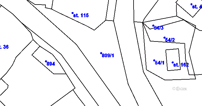 Parcela st. 809/1 v KÚ Vitice, Katastrální mapa
