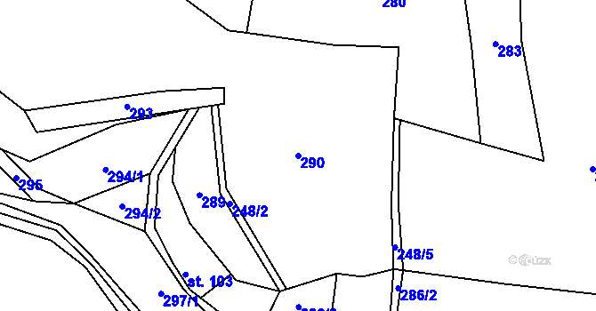 Parcela st. 290 v KÚ Vitice, Katastrální mapa