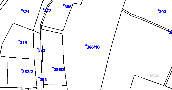 Parcela st. 366/10 v KÚ Vitice, Katastrální mapa