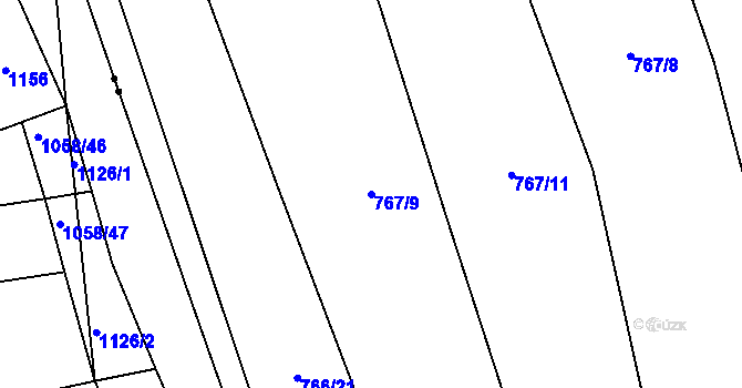 Parcela st. 767/9 v KÚ Vitice, Katastrální mapa