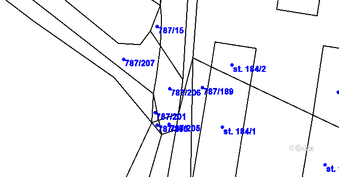 Parcela st. 787/206 v KÚ Vitice, Katastrální mapa
