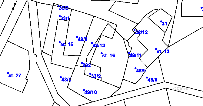 Parcela st. 16 v KÚ Vitice u Humpolce, Katastrální mapa