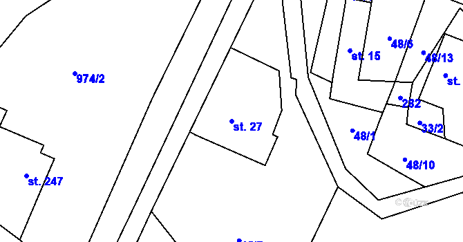 Parcela st. 27 v KÚ Vitice u Humpolce, Katastrální mapa