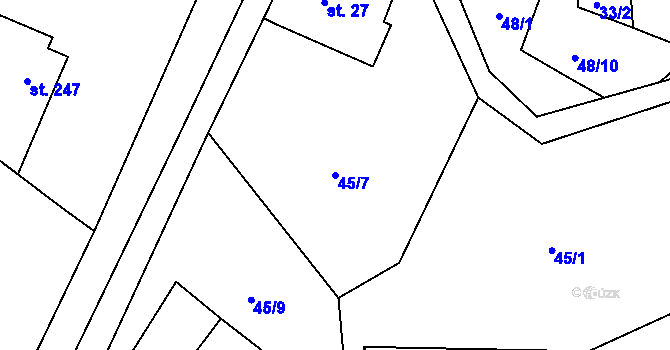 Parcela st. 45/7 v KÚ Vitice u Humpolce, Katastrální mapa