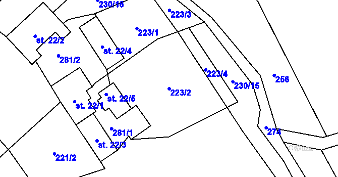 Parcela st. 223/2 v KÚ Vitice u Humpolce, Katastrální mapa