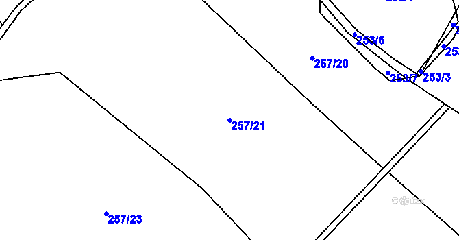 Parcela st. 257/21 v KÚ Vitice u Humpolce, Katastrální mapa