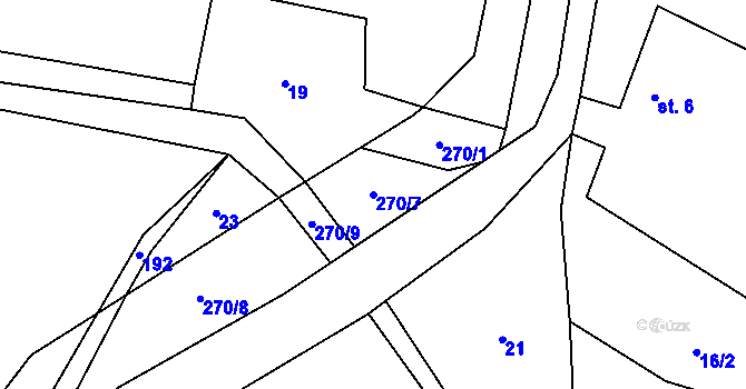 Parcela st. 270/7 v KÚ Vitice u Humpolce, Katastrální mapa