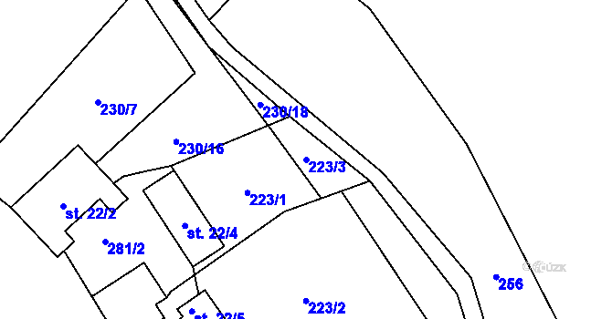 Parcela st. 223/3 v KÚ Vitice u Humpolce, Katastrální mapa