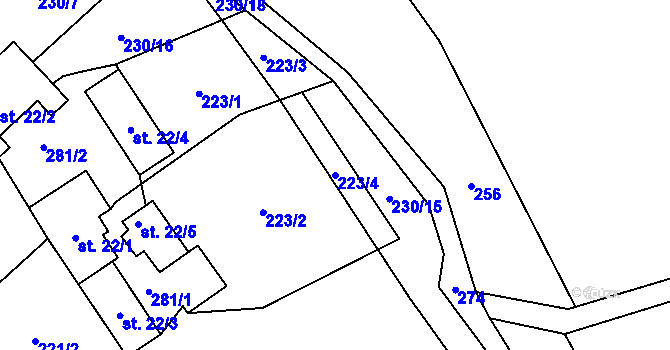 Parcela st. 223/4 v KÚ Vitice u Humpolce, Katastrální mapa