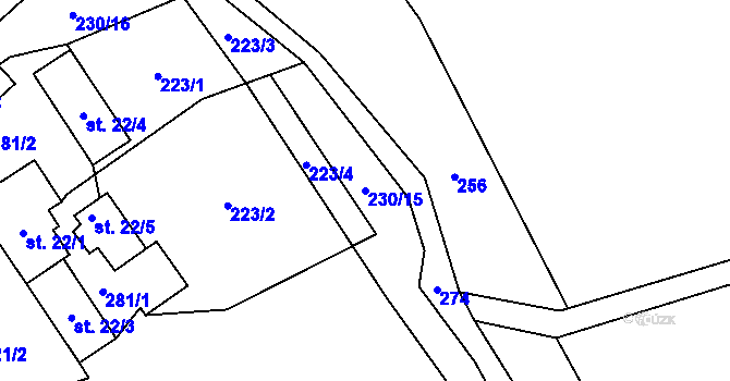 Parcela st. 230/15 v KÚ Vitice u Humpolce, Katastrální mapa
