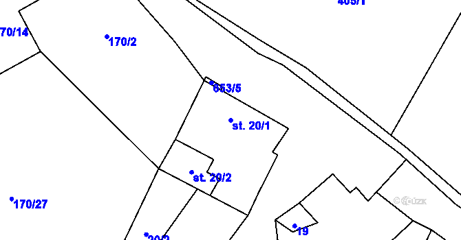 Parcela st. 20/1 v KÚ Vřesník, Katastrální mapa