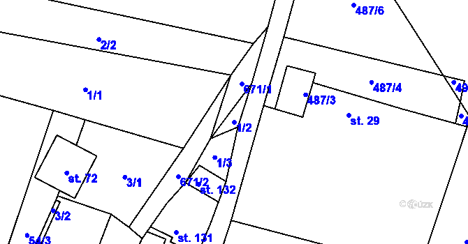 Parcela st. 1/2 v KÚ Vřesník, Katastrální mapa