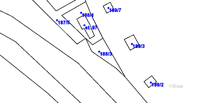 Parcela st. 188/3 v KÚ Vřesník, Katastrální mapa