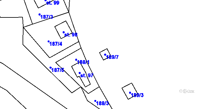 Parcela st. 189/7 v KÚ Vřesník, Katastrální mapa