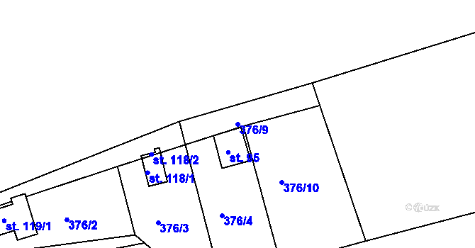 Parcela st. 376/9 v KÚ Vřesník, Katastrální mapa