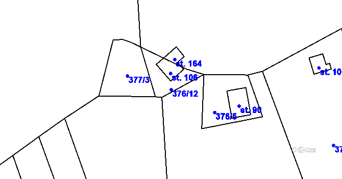 Parcela st. 376/12 v KÚ Vřesník, Katastrální mapa