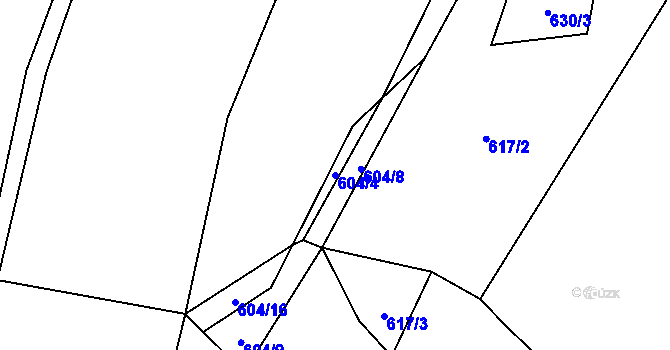 Parcela st. 604/4 v KÚ Vřesník, Katastrální mapa
