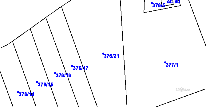Parcela st. 376/21 v KÚ Vřesník, Katastrální mapa