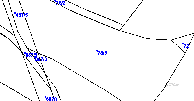 Parcela st. 75/3 v KÚ Vřesník, Katastrální mapa