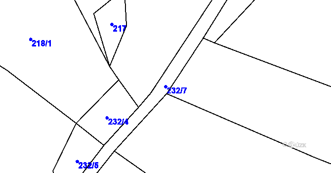 Parcela st. 232/7 v KÚ Vřesník, Katastrální mapa
