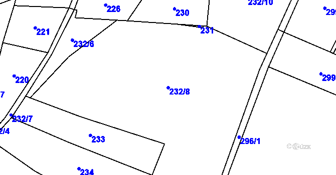 Parcela st. 232/8 v KÚ Vřesník, Katastrální mapa