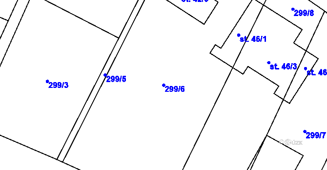 Parcela st. 299/6 v KÚ Vřesník, Katastrální mapa