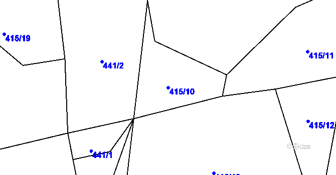 Parcela st. 415/10 v KÚ Vřesník, Katastrální mapa