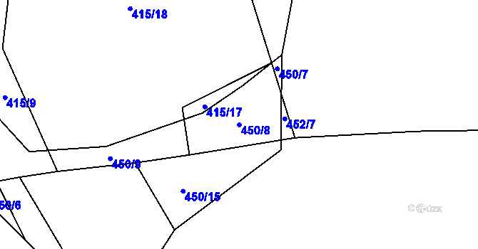 Parcela st. 450/8 v KÚ Vřesník, Katastrální mapa