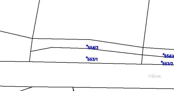 Parcela st. 554/3 v KÚ Vřesník, Katastrální mapa