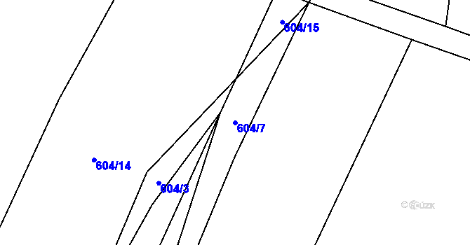 Parcela st. 604/7 v KÚ Vřesník, Katastrální mapa