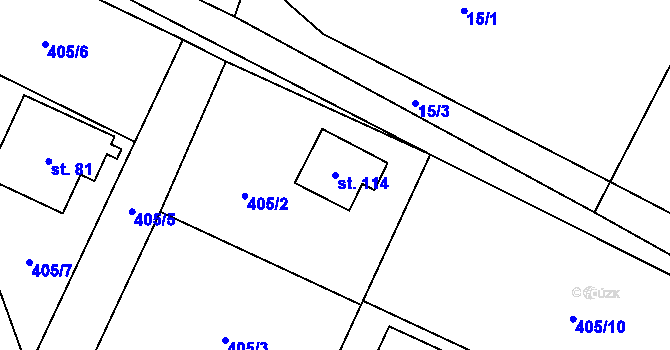 Parcela st. 114 v KÚ Vřesník, Katastrální mapa