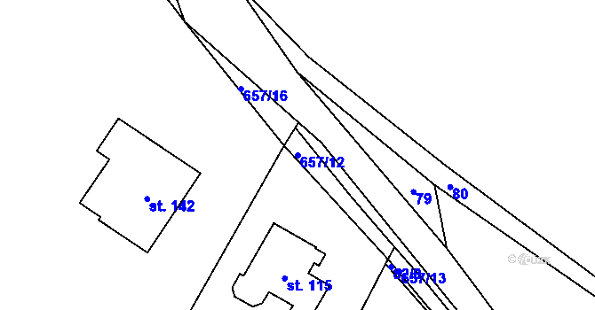 Parcela st. 657/12 v KÚ Vřesník, Katastrální mapa