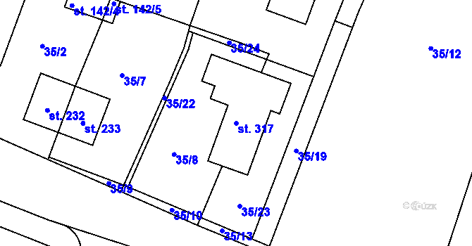 Parcela st. 317 v KÚ Vitín, Katastrální mapa