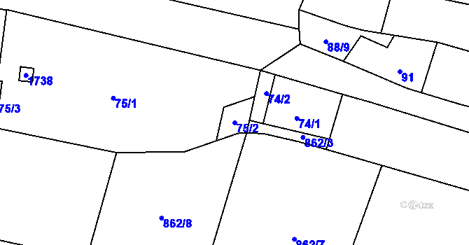 Parcela st. 75/2 v KÚ Vitín, Katastrální mapa