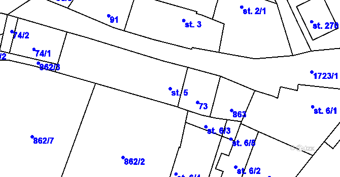 Parcela st. 5 v KÚ Vitín, Katastrální mapa